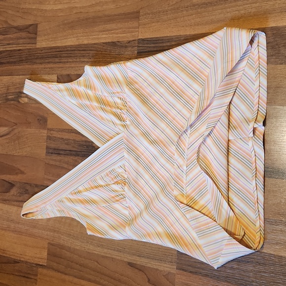 Theory Cammie Pink & Orange Striped Silk Deep Vneck Sleeveless Tank Top Small - Picture 9 of 11